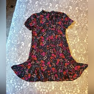 CeCe Fit and Flare Short Sleeve Black Floral Dress Size 12